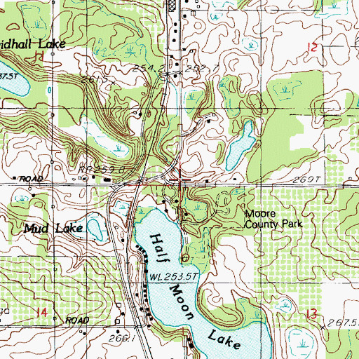 Topographic Map of Moon Post Office (historical), MI