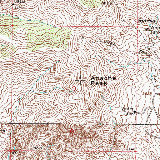 Topographic Map of Apache Peak, AZ