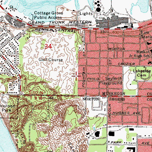 Topographic Map of Bluffton Post Office (historical), MI