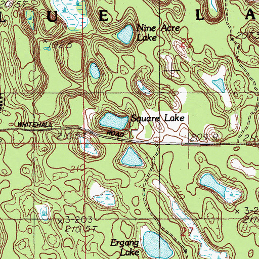 Topographic Map of Blue Lake Post Office (historical), MI