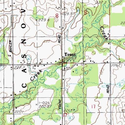 Topographic Map of Trent Post Office (historical), MI