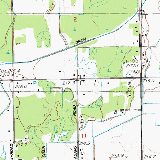 Topographic Map of Bixby Post Office (historical), MI