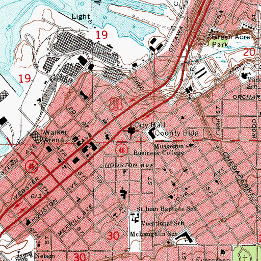 Topographic Map of Muskegon Police Department, MI