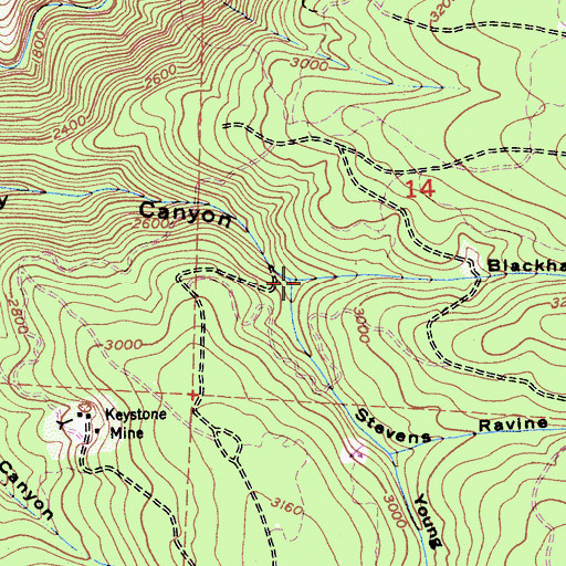 Topographic Map of Blackhawk Canyon, CA