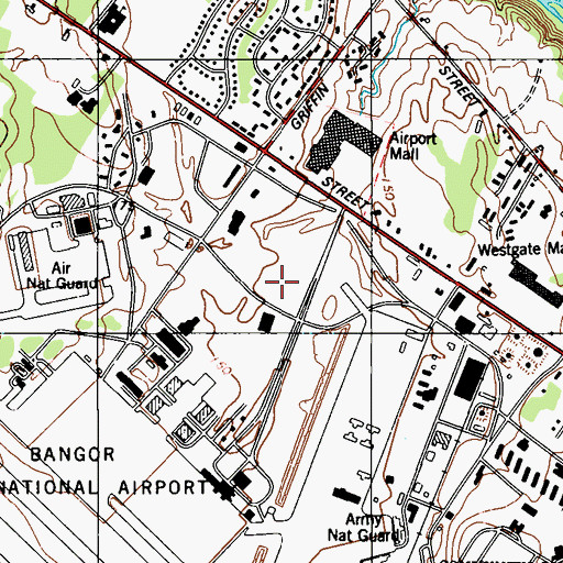 Topographic Map of Dow Air Force Base (historical), ME