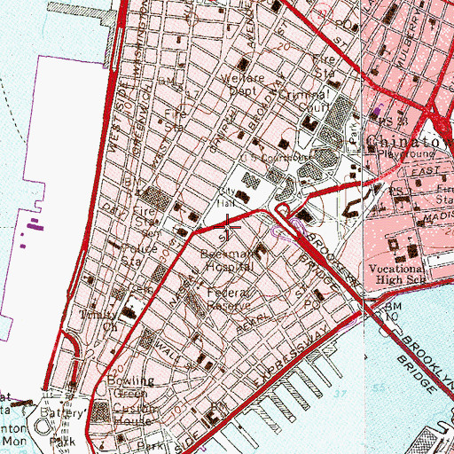 Topographic Map of City Hall Theatre (historical), NY