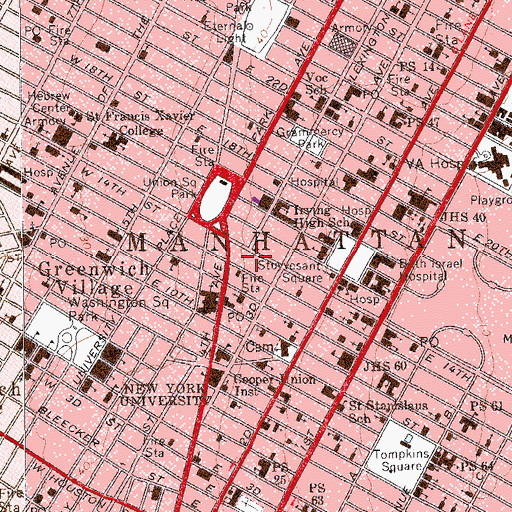 Topographic Map of City Theatre (historical), NY