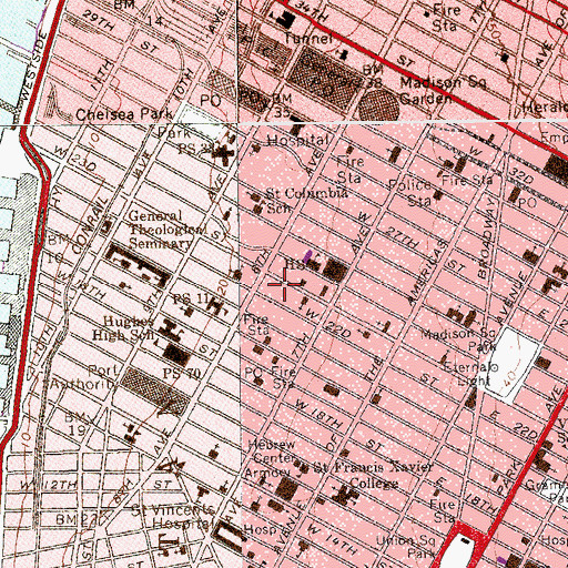 Topographic Map of Chelsea Cinemas, NY