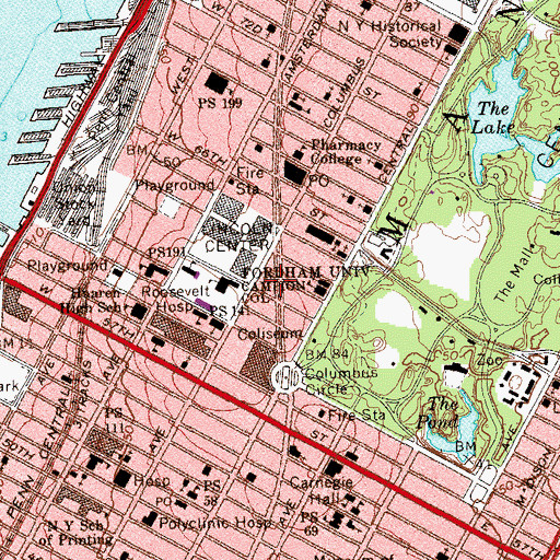 Topographic Map of Colonial Theatre (historical), NY