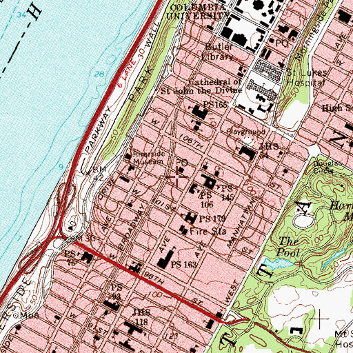 Topographic Map of Columbia Cinema (historical), NY