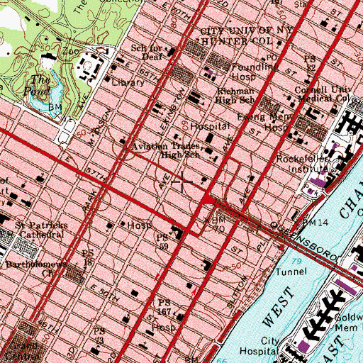 Topographic Map of Coronet Theatre (historical), NY