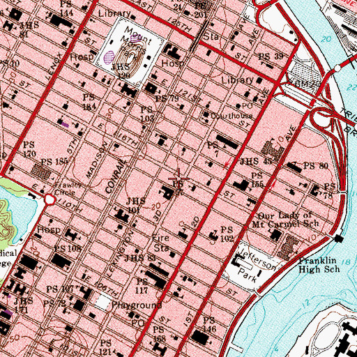 Topographic Map of Cosmo Theatre (historical), NY