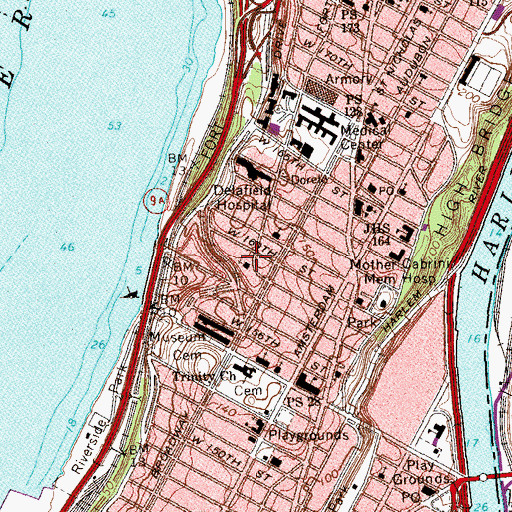 Topographic Map of Costello Theatre (historical), NY