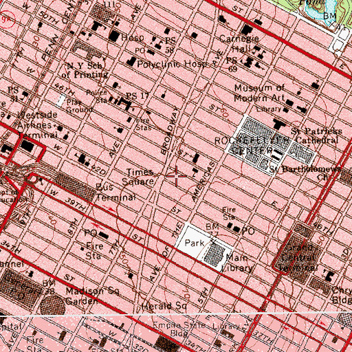 Topographic Map of Criterion Theatre (historical), NY