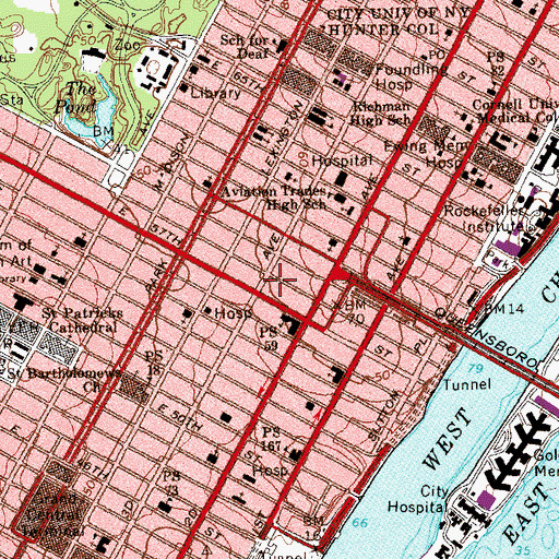 Topographic Map of Crown Gotham Theatre (historical), NY