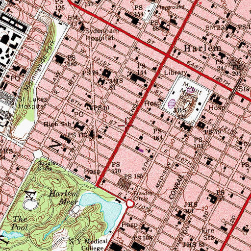 Topographic Map of Crown Theater (historical), NY