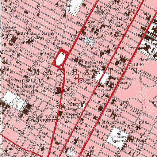 Topographic Map of Dewey Theatre (historical), NY