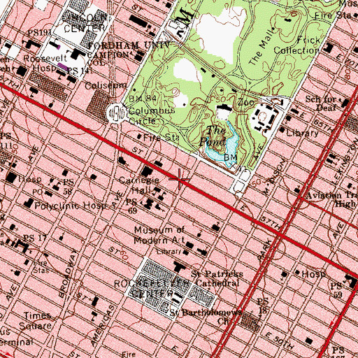 Topographic Map of Directors Guild of America Theatre, NY
