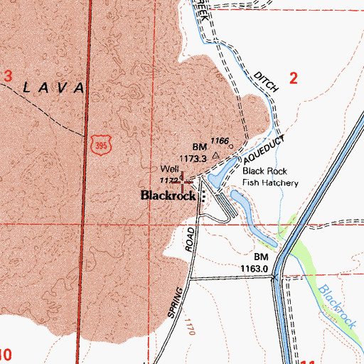 Topographic Map of Blackrock Springs, CA