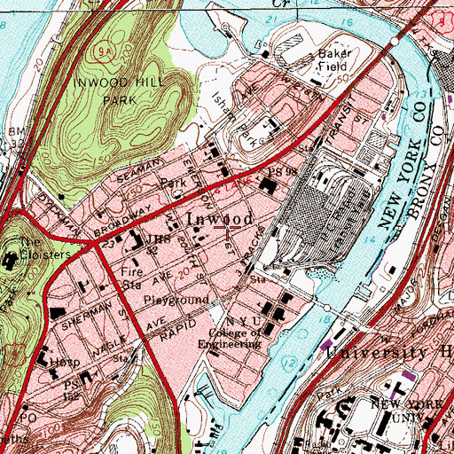 Topographic Map of Dyckman Theatre (historical), NY