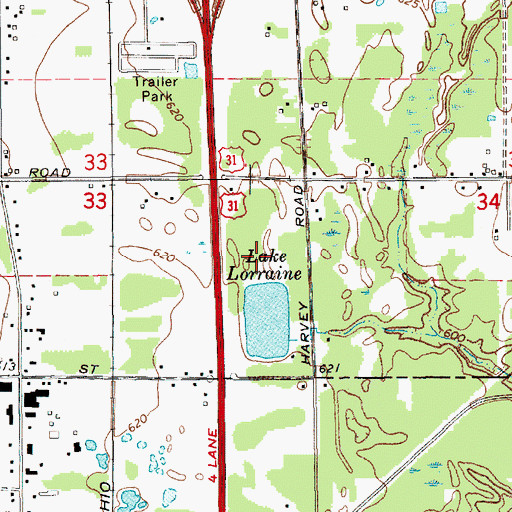 Topographic Map of Lake Fran Campground, MI