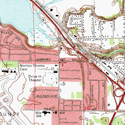 Topographic Map of Airport Plaza Shopping Center, MI