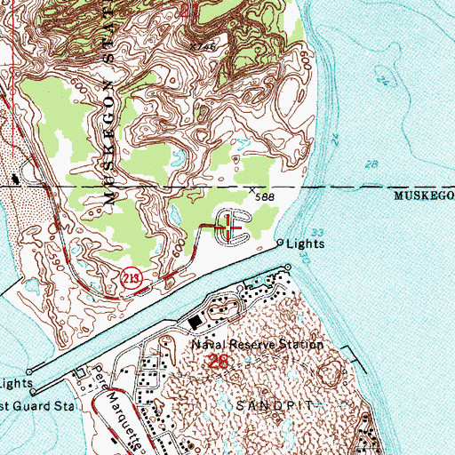 Topographic Map of Muskegon State Park Channel Campground, MI