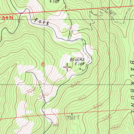 Topographic Map of Blacks Flat, CA