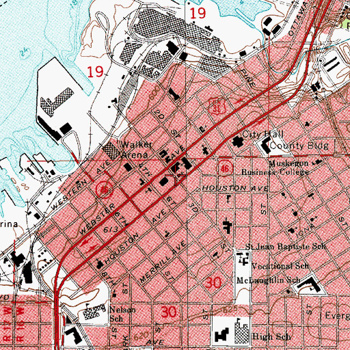 Topographic Map of Muskegon Museum of Art, MI