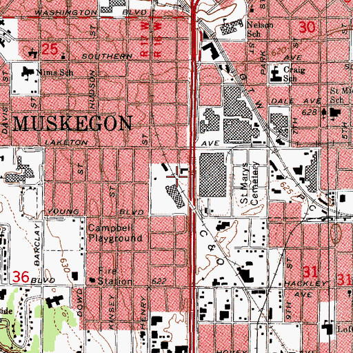Topographic Map of Outlets Mall Shopping Center, MI