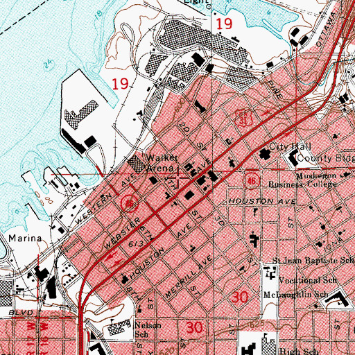 Topographic Map of Hackley Park, MI