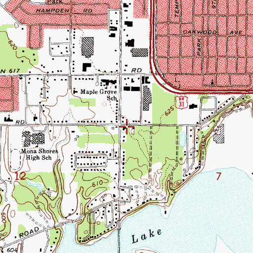 Topographic Map of Norton Shores Public Library, MI