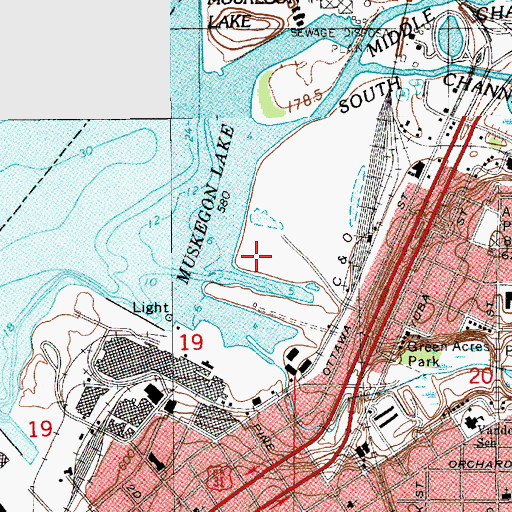 Topographic Map of Fisherman's Landing Park, MI