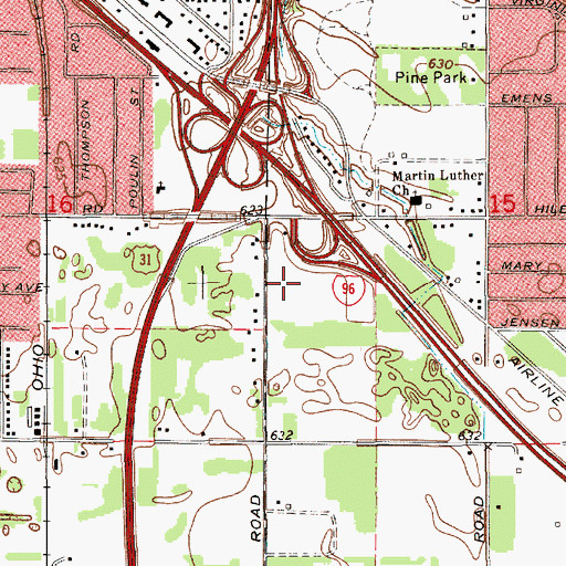 Topographic Map of Great Lakes Downs Thoroughbred Race Course, MI