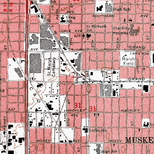 Topographic Map of Muskegon Heights Station (historical), MI