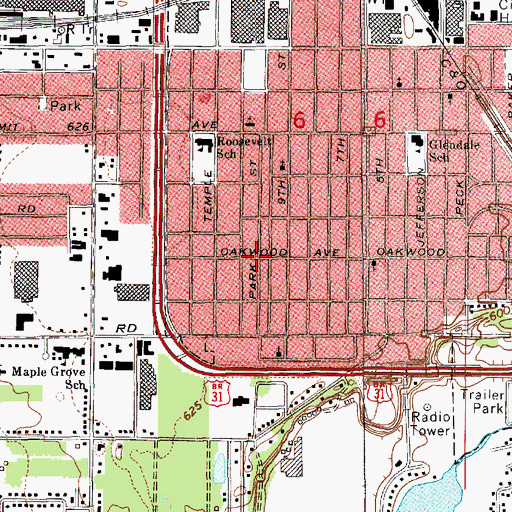 Topographic Map of West Side Grace Church, MI