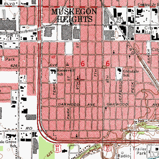 Topographic Map of Grace Community Baptist Church, MI