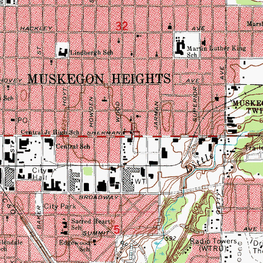 Topographic Map of Beulah Baptist Church, MI
