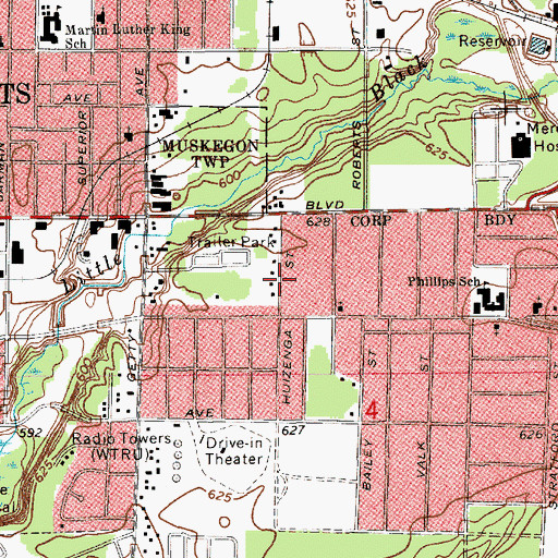 Topographic Map of Macedonia Baptist Church, MI