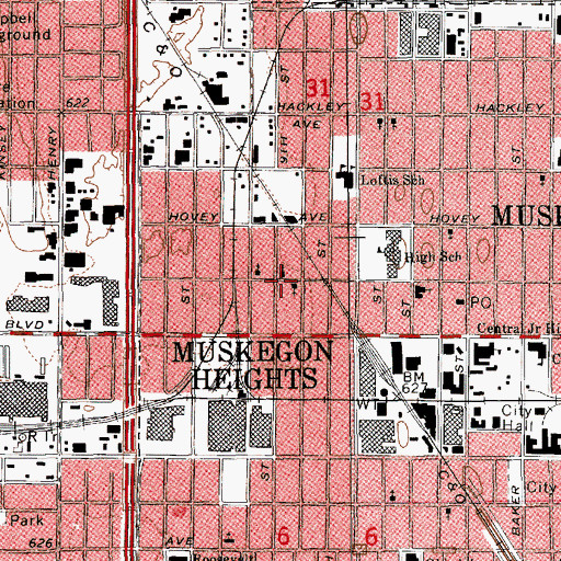 Topographic Map of West Side Church of God, MI