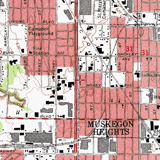 Topographic Map of Jesus' Fellowship Church, MI