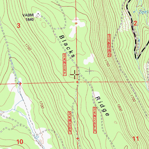 Topographic Map of Blacks Ridge, CA