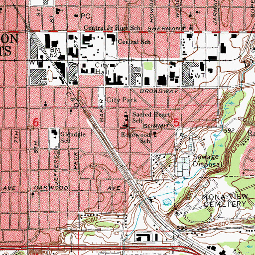 Topographic Map of Sacred Heart Church, MI