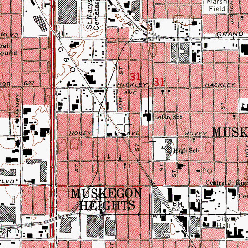 Topographic Map of West Heights Park, MI