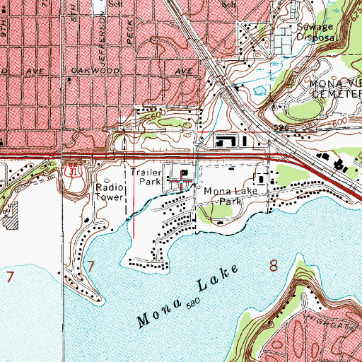 Topographic Map of Mona Lake Mobile Home Park, MI