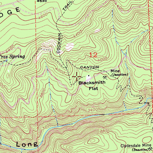 Topographic Map of Blacksmith Flat, CA