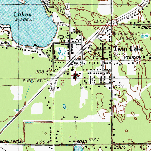 Topographic Map of Twin Lake Elementary School, MI
