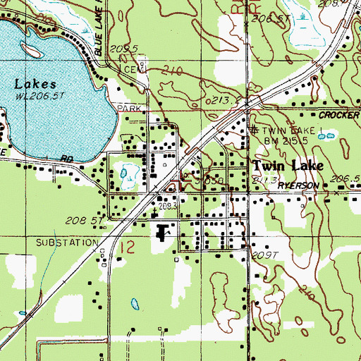 Topographic Map of Twin Lake Post Office, MI