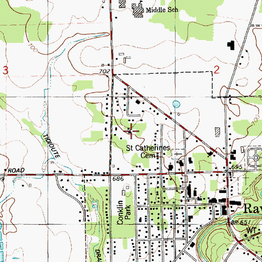 Topographic Map of Ravenna Baptist Church, MI