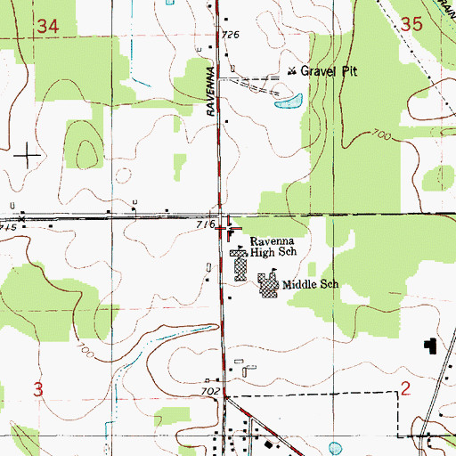 Topographic Map of Free Methodist Church, MI